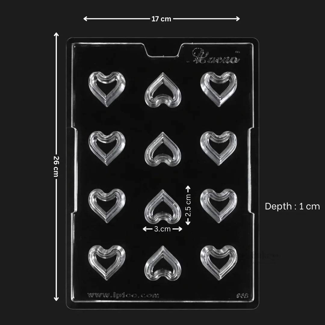 Mould558-HollowLoveHeartChocolateMouldTrayBakingAccessoriesPlasticChocolateMouldPartyFavorMouldPackof1_1 - Bakeyy.com