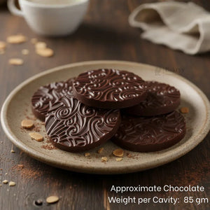 Mould631SwirlTextureChocolateMouldRoundDesignerChocolateDiscMouldFood-GradePlasticChocolateTrayPackof1_3 - Bakeyy.com