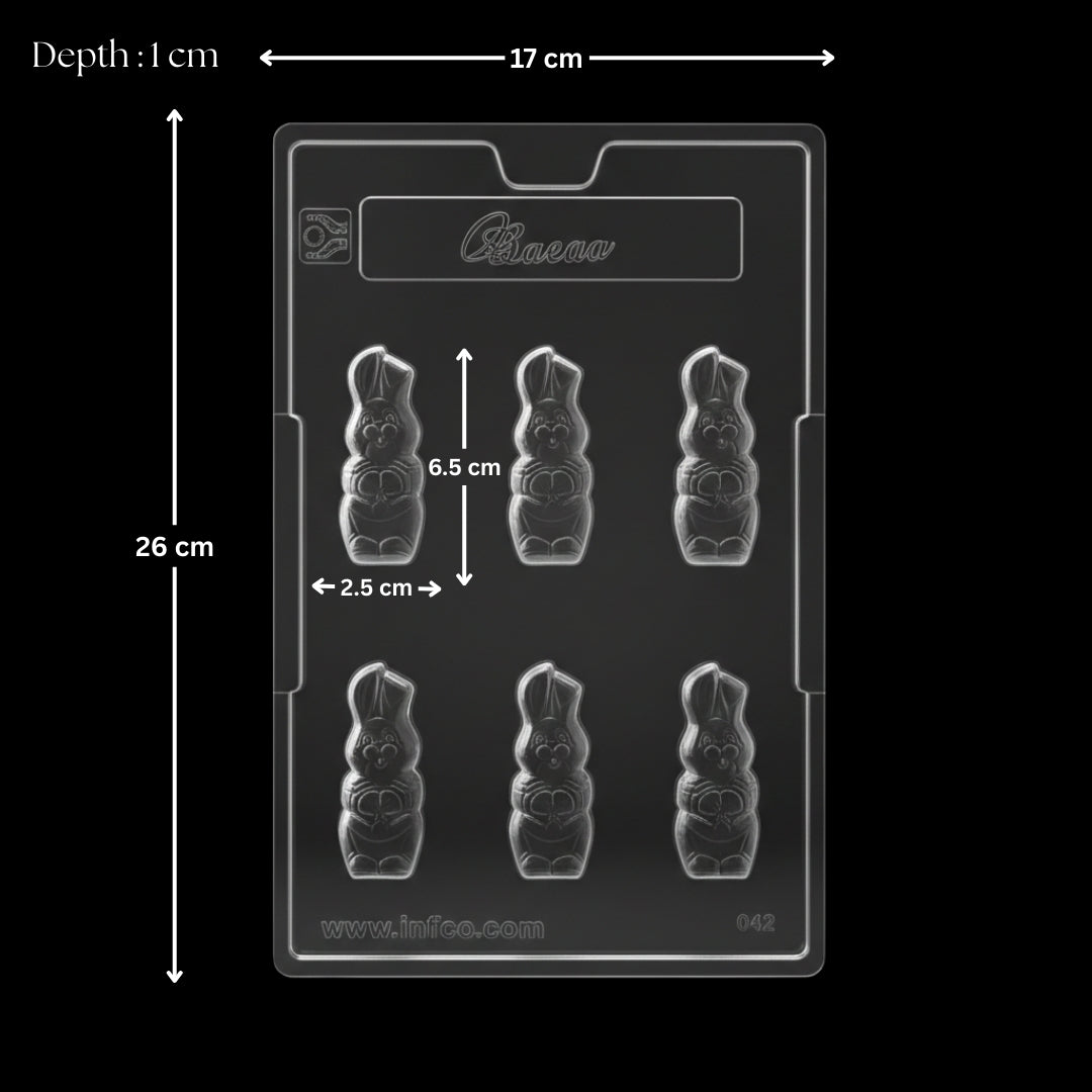 Mould 64 | Small Easter Rabbit Chocolate Mold | 6 Cavity | Pack of 1