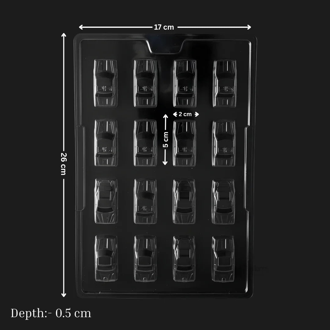 Mould693RectangularChocolateBarMouldwithEmbossedDesign16CavityClearPlasticChocolateMouldProfessionalChocolateMakingTrayPackof1_3 - Bakeyy.com