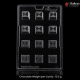 Mould 044 | 12 Cavity Square Chocolate Mould with Geometric Line Pattern | Pack of 1