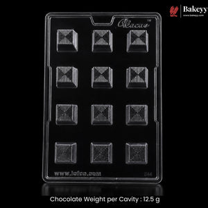 Mould 044 | 12 Cavity Square Chocolate Mould with Geometric Line Pattern | Pack of 1