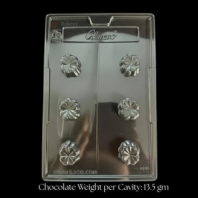 Blossom bonbon chocolate mould tray with 6 cavities from Bakeyy for baking and party favors