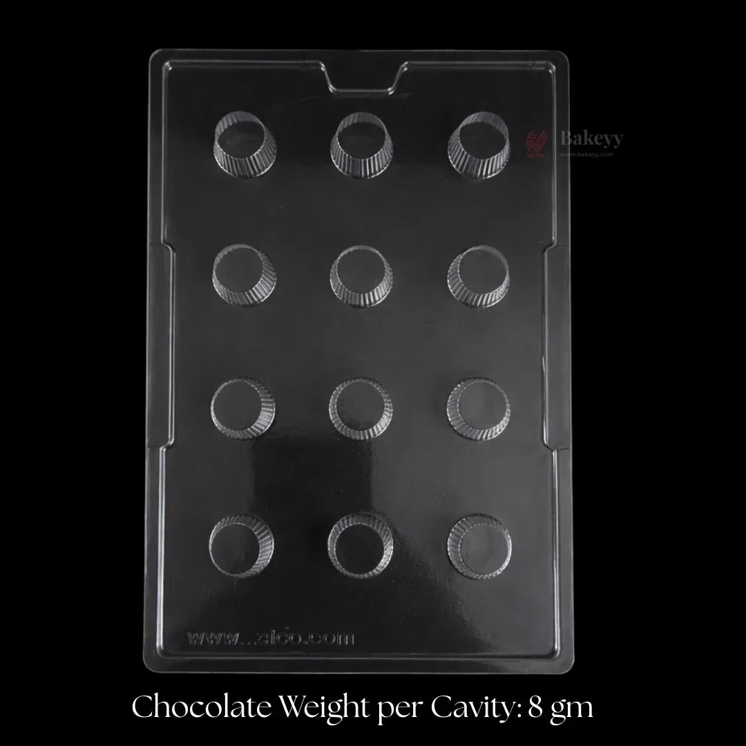 Bakeyy 12-cavity classic cup chocolate mould tray, clear plastic for baking and candy making