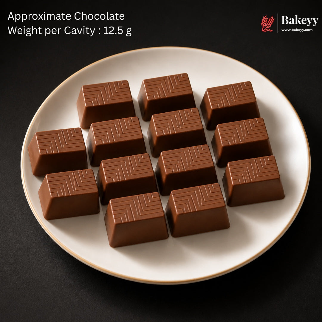 Mould 043 | 12 Cavity Square Geometric Chocolate Mould for Pralines & Bonbons | Pack of 1