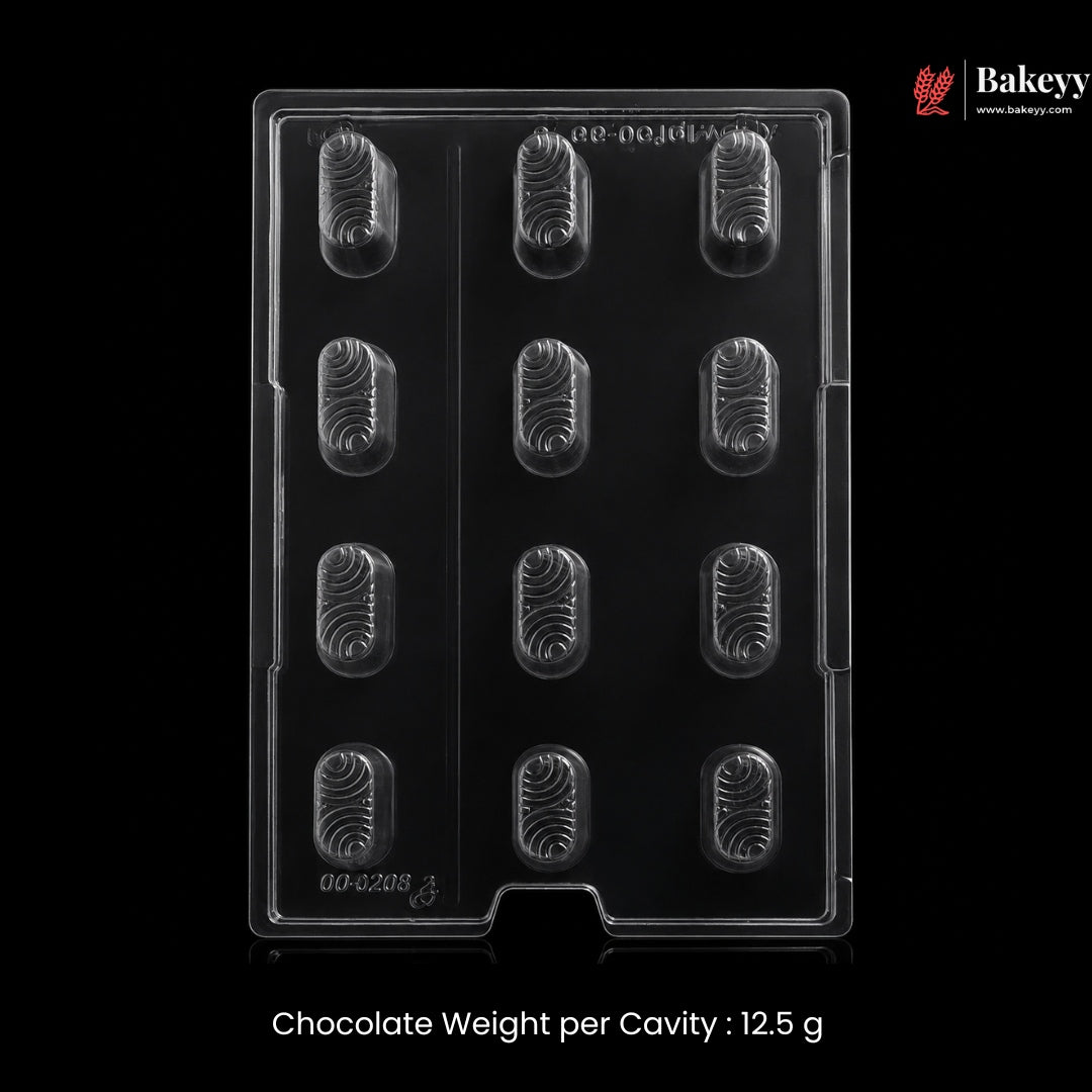 Mould 045 | 12 Cavity Oval Wave Chocolate Mould | Pack of 1
