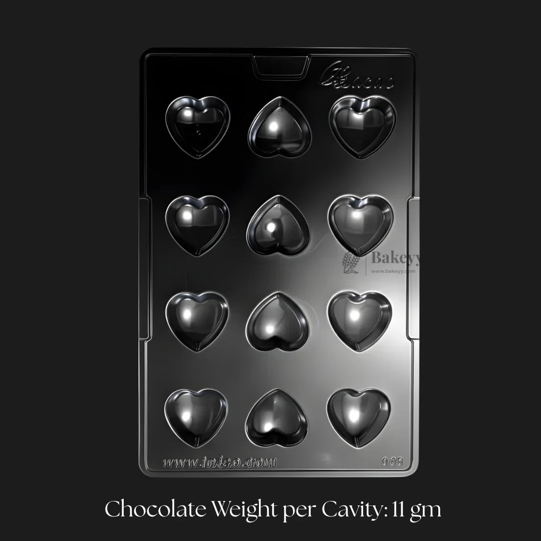Mould 060 | Heart Shape Chocolate Mould Tray | 12 Cavity Heart Chocolate Mould | Pack of 1