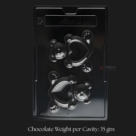 Mould 066 | Teddy Bear Heart Chocolate Mould | 2 Cavity | Cute Character Chocolate Making Mould | Pack of 1 - Bakeyy.com - India - Mould 066 | Teddy Bear Heart Chocolate Mould | 2 Cavity | Cute Character Chocolate Making Mould | Pack of 1 - Default Title 70.00