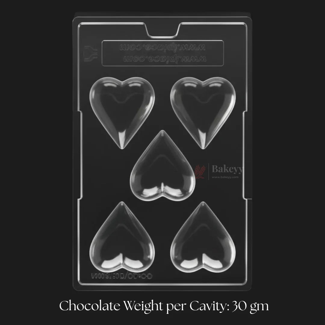 Mould 111 | Heart Shape Chocolate Mould | 5 Cavity | Pack of 1