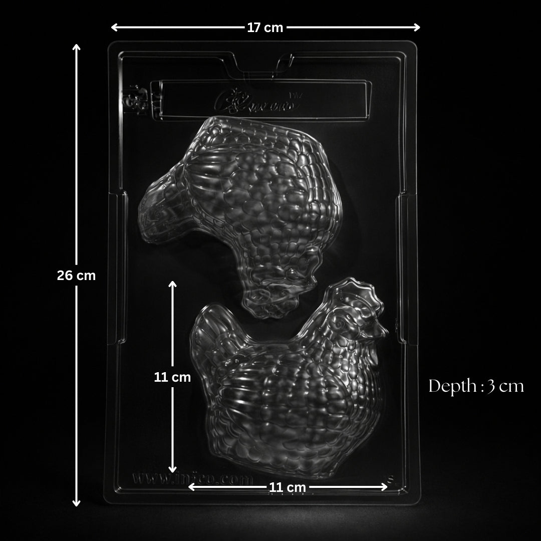  Large cavity size for premium chocolates
• Deep mould for thick, sturdy chocolate shells
• High clarity plastic for easy monitoring
• Detailed feather texture for realistic finish
• Smooth inner surface for glossy chocolate
• Easy demoulding when tempered correctly
• Suitable for compound and couverture chocolate