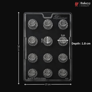 Mould 152 | 12 Cavity Round Flower Dome Chocolate Mould | Pack of 1