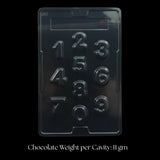 Number shape chocolate mould tray with 10 cavities from Bakeyy, ideal for baking supplies.