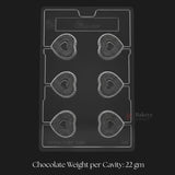 Mould 216 | Heart Shape Chocolate Mould with Ribbed Texture | 6 Cavity Clear Plastic Chocolate Mould Tray | Pack of 1