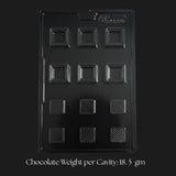 Square centre filling chocolate mould tray with 12 cavities for baking, Bakeyy.com