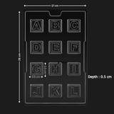 Mould 396 | Alphabet Chocolate Mould | 12 Cavity Square Letter Chocolate Mold | Party Favor Mould | Pack of 1