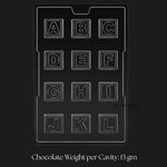Mould_396_Alphabet_Chocolate_Mould_12_Cavity_Square_Letter_Chocolate_Mold_Pack_of_1 - Bakeyy.com