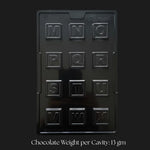 Mould_397_Alphabet_Chocolate_Mould_Square_Letter_Design_M_X_12_Cavity_Pack_of_1 - Bakeyy.com