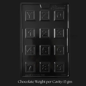 Mould_398_Alphabet_Number_Chocolate_Mould_Square_Letter_and_Digit_Chocolate_Tray_12_Cavity_Pack_of_1 - Bakeyy.com