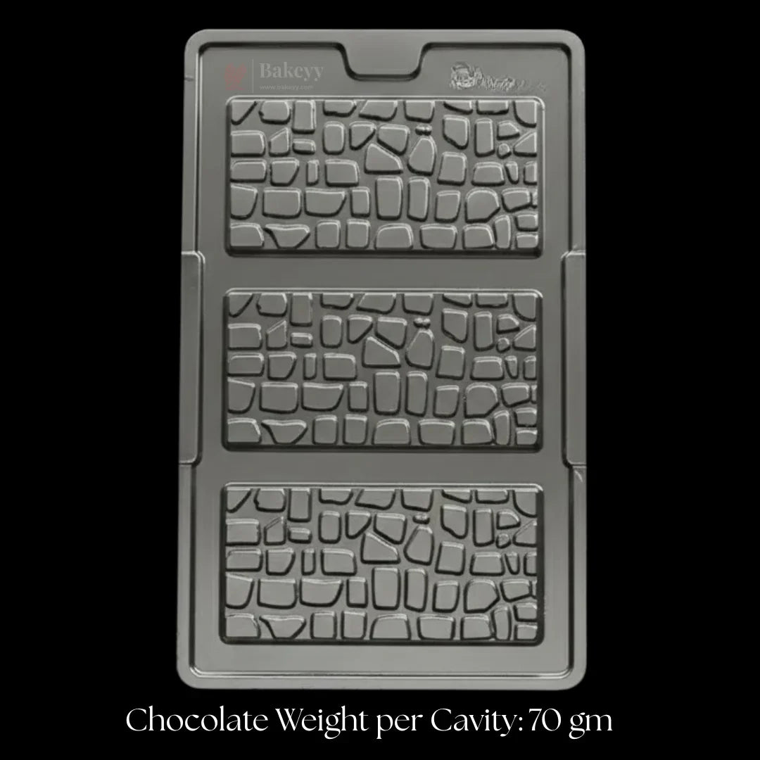 Bakeyy cracked stone bar chocolate mould tray with 3 cavities for baking and party favors