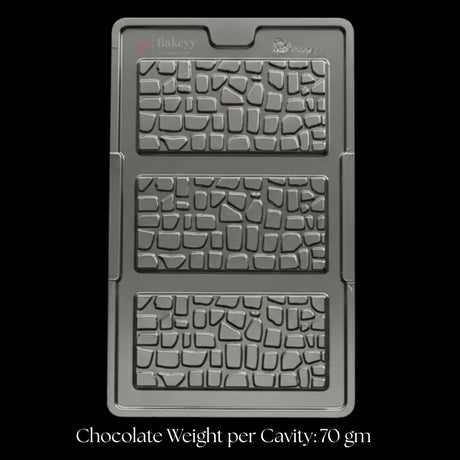 Bakeyy cracked stone bar chocolate mould tray with 3 cavities for baking and party favors
