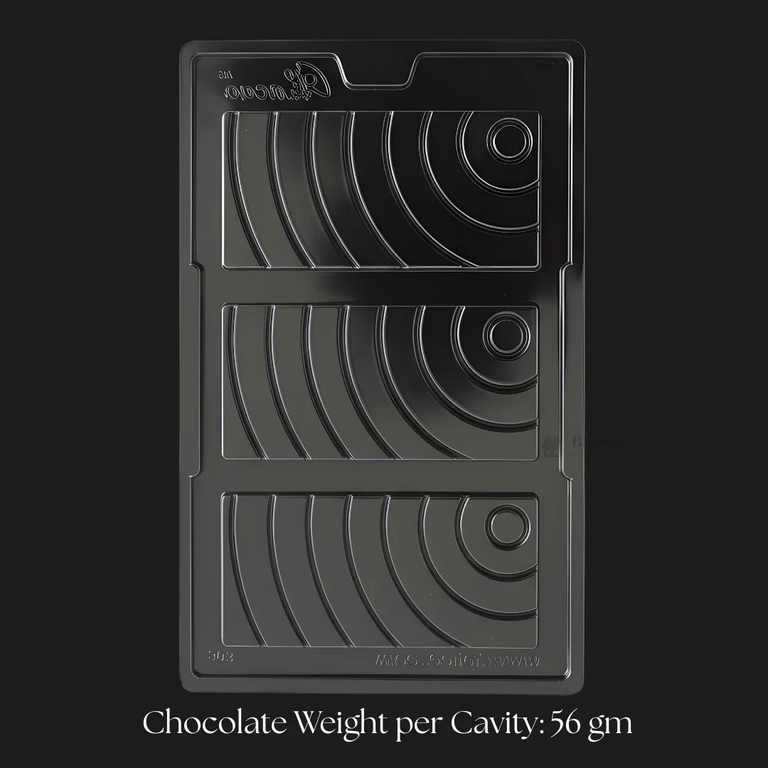 Mould 503 | Curved Arc Chocolate Bar Mould | 3 Cavity | Modern Swirl Chocolate Slab Mould | Pack of 1