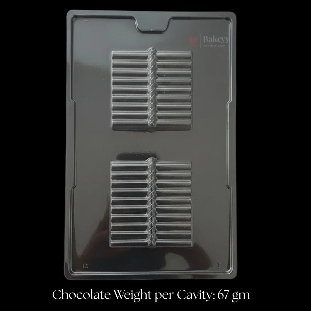 Mould 513-  Cacao  Square Ribbed Design Mould | 2 Cavity | Party Favor Mould | Pack of 1