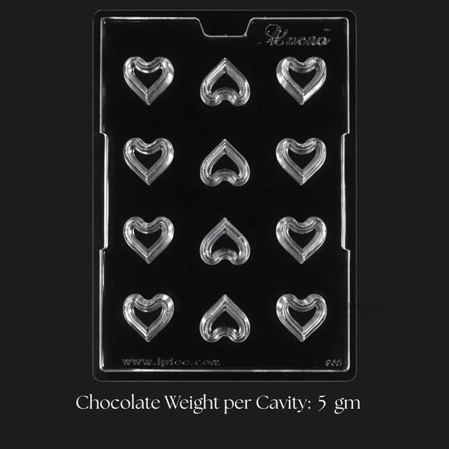 Bakeyy hollow love heart chocolate mould tray with 15 cavities for baking and party favors