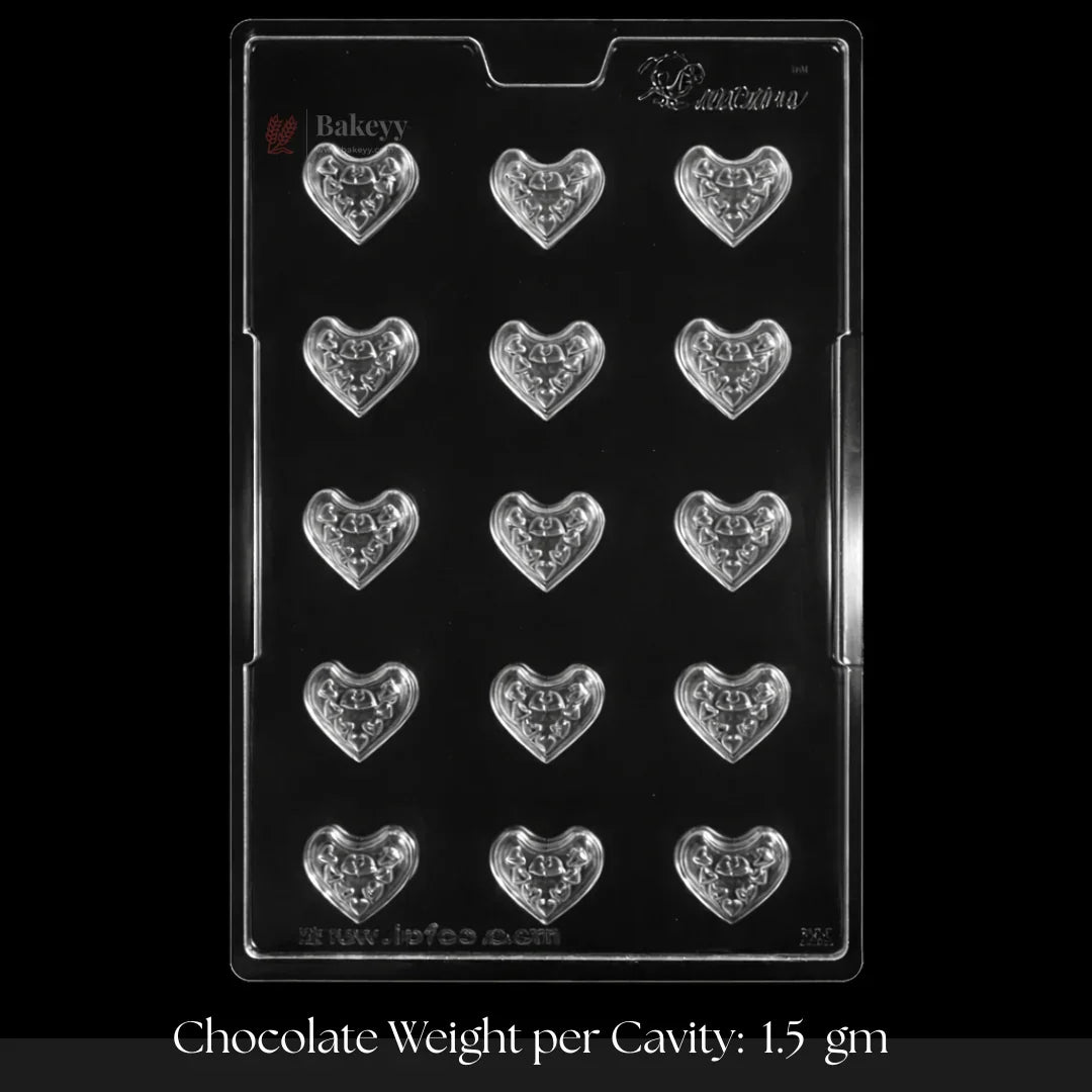 Bakeyy mini heart chocolate mould tray with 15 cavities for baking and candy making
