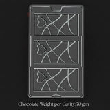 Heartline Elegance Bar chocolate mould tray with 3 cavities, heart and swirl design, Bakeyy baking supplies.