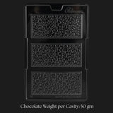 Mould 571 | Mini Heart textured Rectangular Chocolate Bar Mould – 3 Cavities | Baking Accessories | Pack of 1