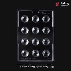 Mould 576 | 12-Cavity Diamond Dome Chocolate Mould | Pack of 1