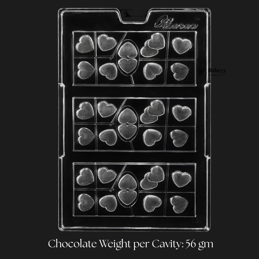 Mould 620 |Chocolate Heart Assorted Mould | 3 Cavity | Pack of 1
