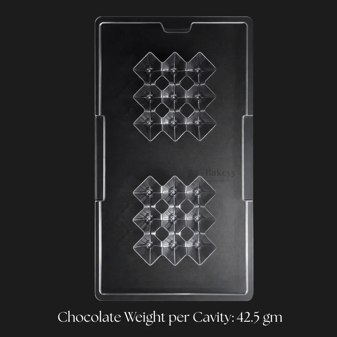Mould_648_Diamond_Grid_Chocolate_Mould_2_Cavity_Party_Favor_Mould_Pack_of_1 - Bakeyy.com