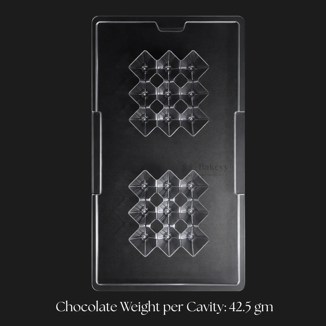 Mould 648 | Diamond Grid Chocolate Mould | 2 Cavity | Party Favor Mould | Pack of 1