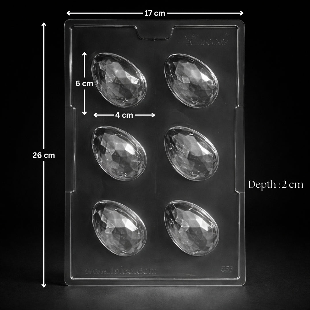 Mould 656 | Geometric Egg Chocolate Mold | 6 Cavity | Pack of 1