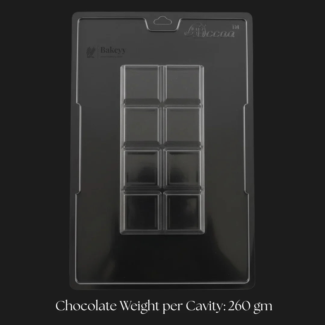 Bakeyy clear plastic chocolate bar mould tray, 1 cavity, for baking and candy making