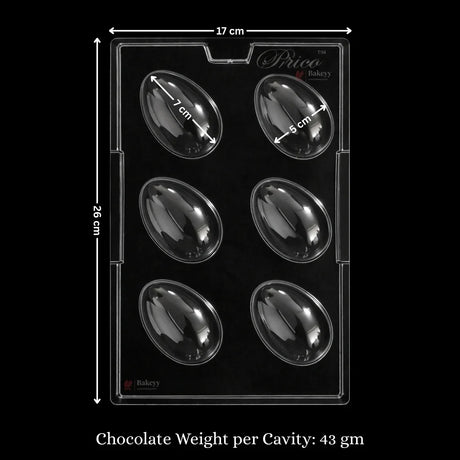Mould 687, 258 | Smooth Easter Egg Chocolate Mould Tray | 6 Cavity | Party Favor Mould | Pack of 1