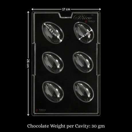 Mould 687, 258 | Smooth Easter Egg Chocolate Mould Tray | 6 Cavity | Party Favor Mould | Pack of 1