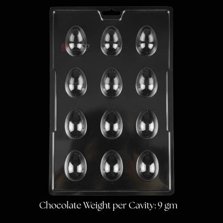 Bakeyy smooth Easter egg chocolate mould tray with 12 cavities for baking or party favors