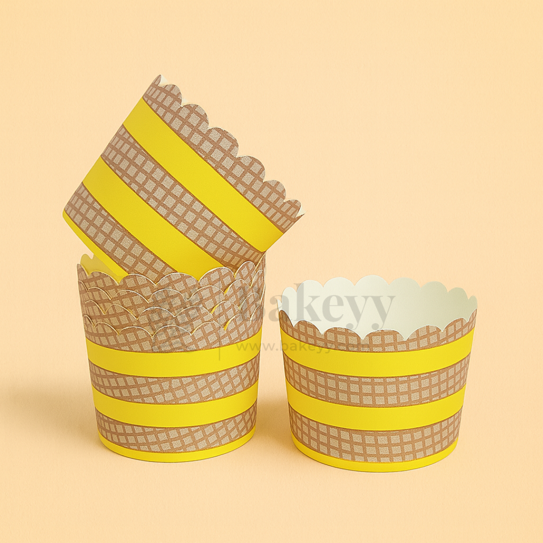 6cm | Yellow and Brown Flower Muffin Cup | Pack of 50