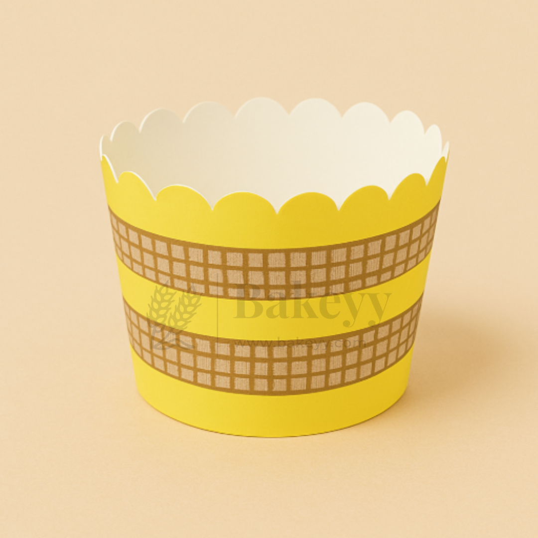 6cm | Yellow and Brown Flower Muffin Cup | Pack of 50