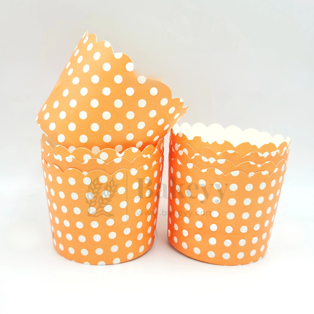6cm | Orange Polka Dots Flower Muffin Cup | Pack of 50