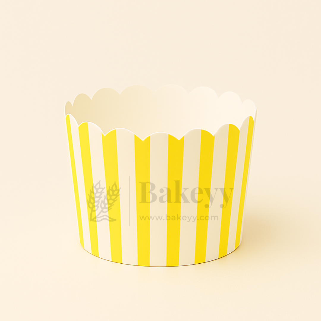 6cm | Yellow White Striped Flower Muffin Cup | Pack of 50