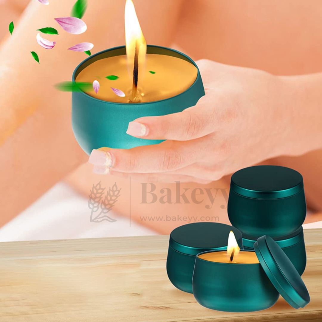 Green Candle Tin Box | 5x7.5cm| Empty Decorative Tin Box | Chocolate Box | Candy Box | Gift Box | Pack Of 4
