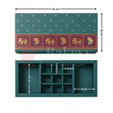 Royal Elephant and Peacock print 2 Brownie and 9 cavity Hamper Box| 1 Piece