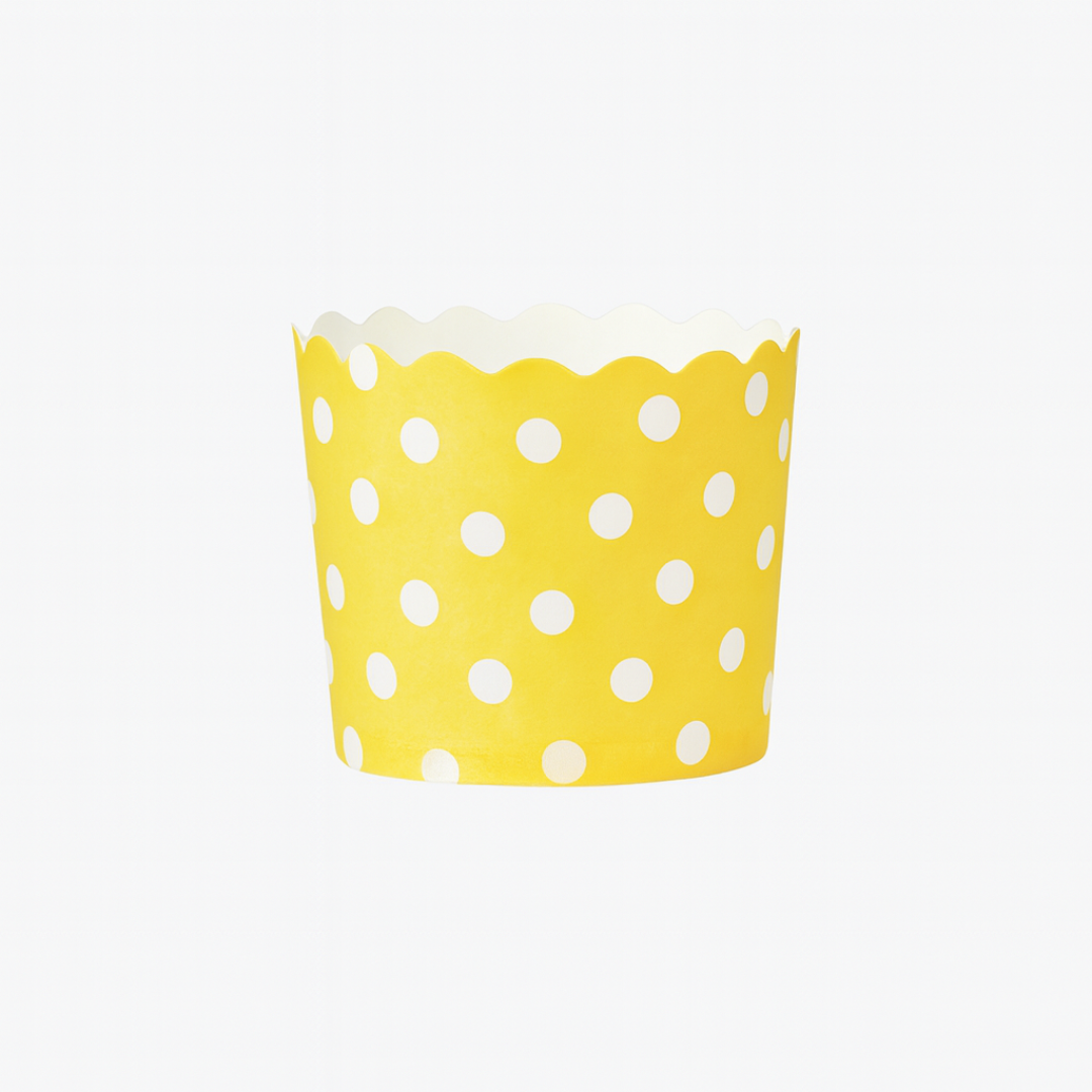 6cm | Yellow Polka Dots Flower Muffin Cup | Pack of 50