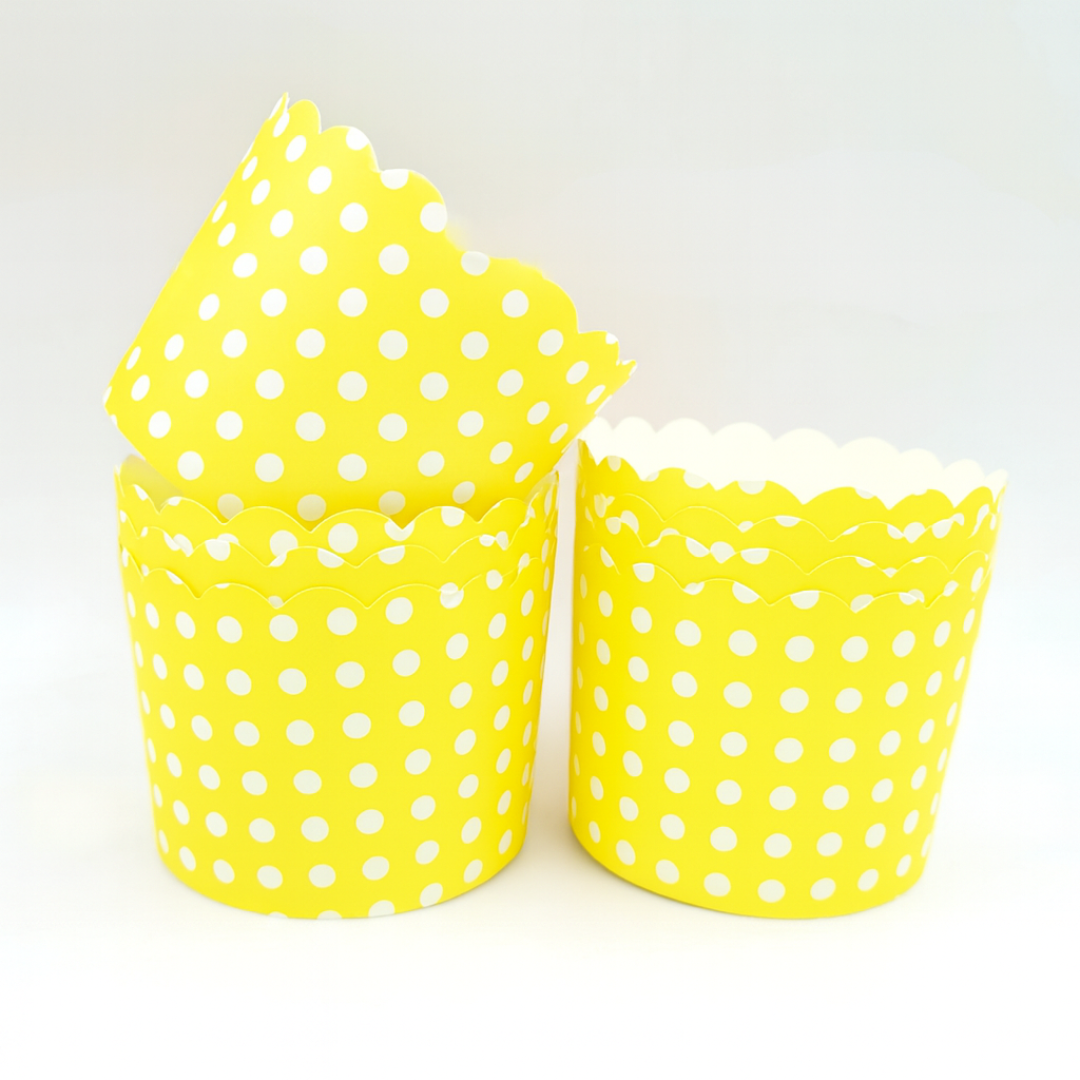 6cm | Yellow Polka Dots Flower Muffin Cup | Pack of 50