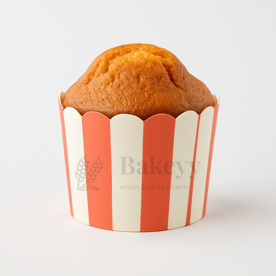 6cm | Red White Striped Flower Muffin Cup | Pack of 50