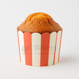 6cm | Red White Striped Flower Muffin Cup | Pack of 50