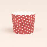 6cm | Red Star Print Flower Muffin Cup | Pack of 50